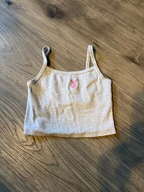PLAYBOY Light Gray Ribbed Cami with Pink Accent